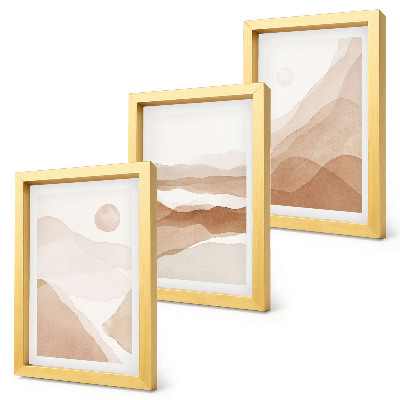 Composizione di 3 quadri Paesaggi astratti nei toni del marrone e del beige
