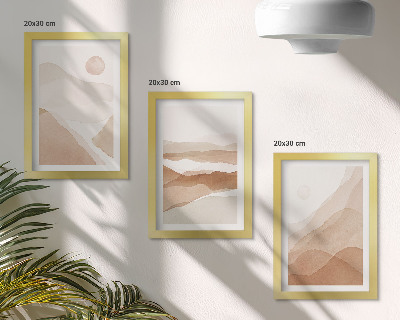 Composizione di 3 quadri Paesaggi astratti nei toni del marrone e del beige