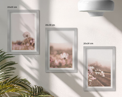Trittico incorniciato Fiori selvatici nei prati d'estate, paesaggi romantici