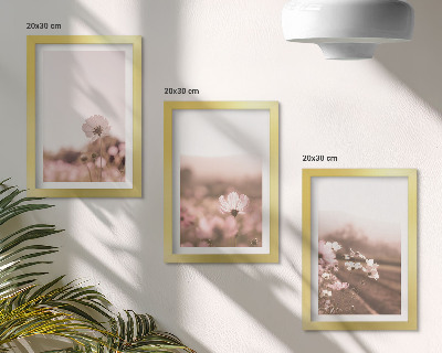 Trittico incorniciato Fiori selvatici nei prati d'estate, paesaggi romantici