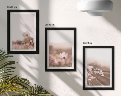 Trittico incorniciato Fiori selvatici nei prati d'estate, paesaggi romantici