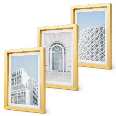 Trittico incorniciato architettura moderna con minimalismo e geometria