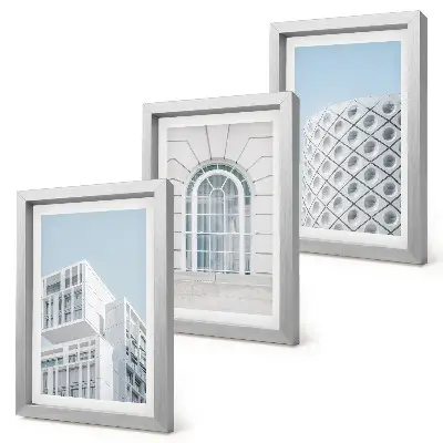 Trittico incorniciato architettura moderna con minimalismo e geometria