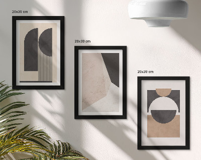 Composizione di 3 quadri Forme astratte nelle tonalità del beige e del marrone