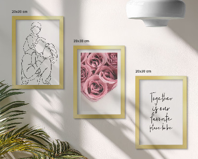 Trittico incorniciato Famiglia lineart bouquet di rose iscrizione casa