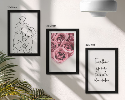 Trittico incorniciato Famiglia lineart bouquet di rose iscrizione casa