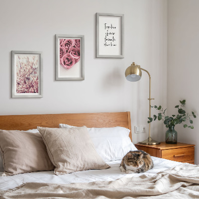 Composizione di 3 quadri Fiori e mazzi di rose con una scritta fatta in casa