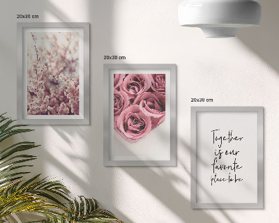 Composizione di 3 quadri Fiori e mazzi di rose con una scritta fatta in casa