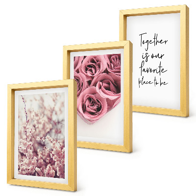 Composizione di 3 quadri Fiori e mazzi di rose con una scritta fatta in casa