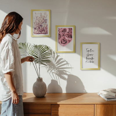 Composizione di 3 quadri Fiori e mazzi di rose con una scritta fatta in casa