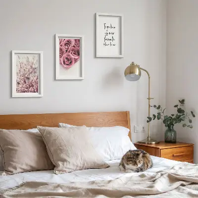 Composizione di 3 quadri con fiori e mazzi di rose decorazione da parete con scritta fatta in casa