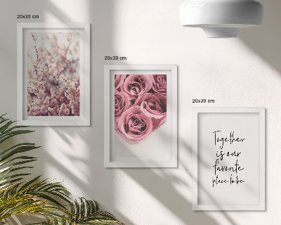 Composizione di 3 quadri Fiori e mazzi di rose con una scritta fatta in casa