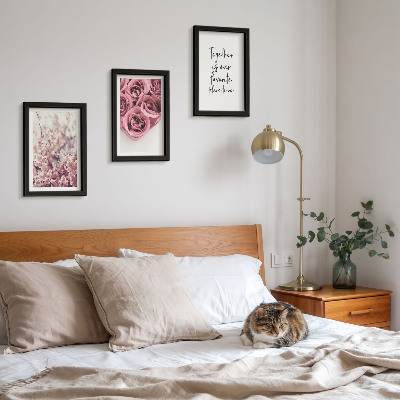 Composizione di 3 quadri Fiori e mazzi di rose con una scritta fatta in casa