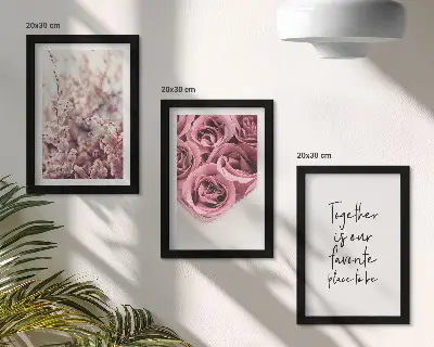 Composizione di 3 quadri con fiori e mazzi di rose decorazione da parete con scritta fatta in casa