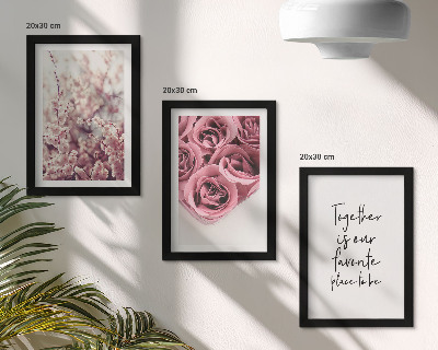 Composizione di 3 quadri Fiori e mazzi di rose con una scritta fatta in casa
