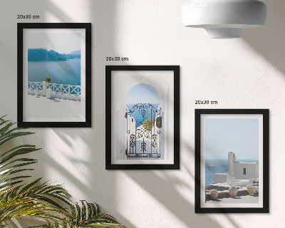 Trittico incorniciato Vista sul mare con edifici bianchi, Grecia
