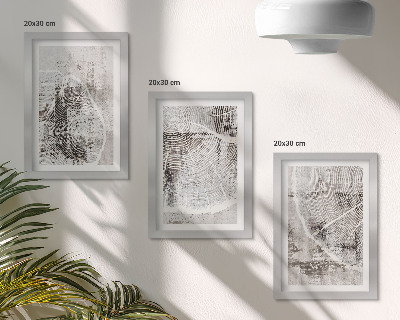 Composizione di 3 quadri Venature del legno in diverse tonalità di grigio e bianco