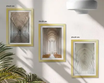 Interni di edifici storici e cattedrali composizione di 3 quadri
