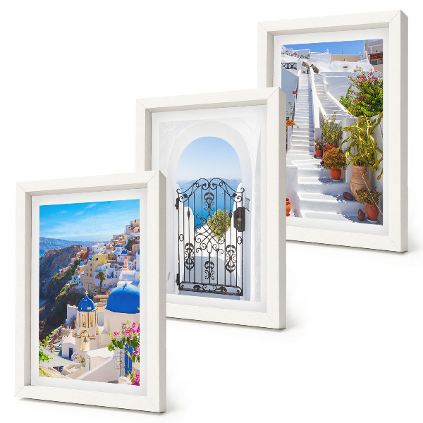 Trittico incorniciato Vedute di Santorini Architettura greca di Oia