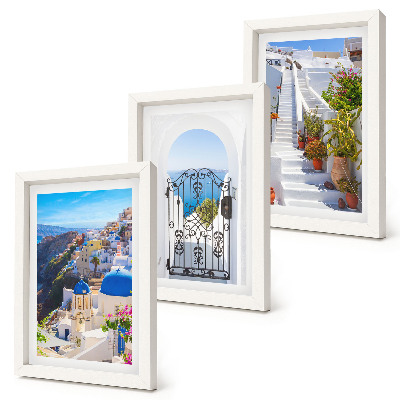 Trittico incorniciato Vedute di Santorini Architettura greca di Oia