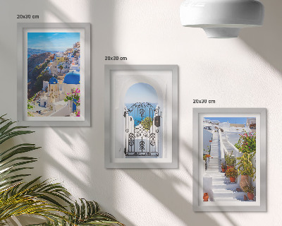 Trittico incorniciato Vedute di Santorini Architettura greca di Oia