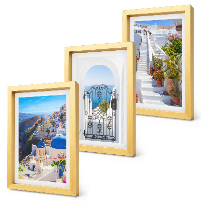 Trittico incorniciato Vedute di Santorini Architettura greca di Oia