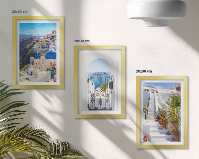 Trittico incorniciato Vedute di Santorini Architettura greca di Oia