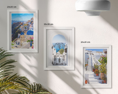 Trittico incorniciato Vedute di Santorini Architettura greca di Oia