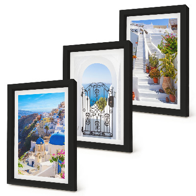 Trittico incorniciato Vedute di Santorini Architettura greca di Oia