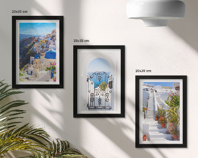 Trittico incorniciato Vedute di Santorini Architettura greca di Oia