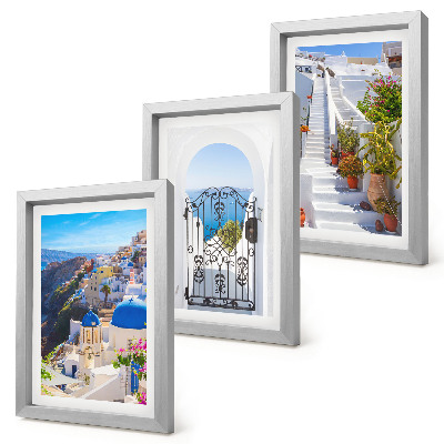 Trittico incorniciato Vedute di Santorini Architettura greca di Oia
