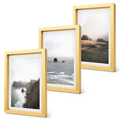 Trittico incorniciato Paesaggi montani e marini con nuvole e foreste