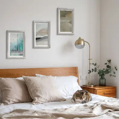 Set di 3 quadri con decorazioni astratte minimaliste dipinti a mano