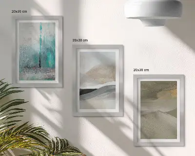 Set di 3 quadri con decorazioni astratte minimaliste dipinti a mano