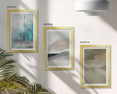Composizione di 3 quadri Decorazioni astratte minimaliste dipinte