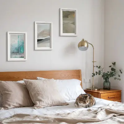 Set di 3 quadri con decorazioni astratte minimaliste dipinti a mano