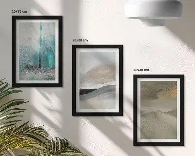 Set di 3 quadri con decorazioni astratte minimaliste dipinti a mano