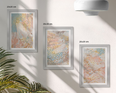 Composizione di 3 quadri Motivi astratti in colori pastello con texture