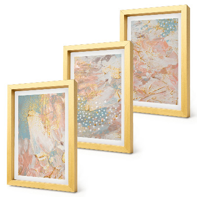 Composizione di 3 quadri Motivi astratti in colori pastello con texture
