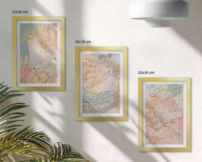 Composizione di 3 quadri Motivi astratti in colori pastello con texture