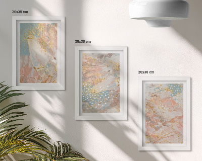 Composizione di 3 quadri Motivi astratti in colori pastello con texture