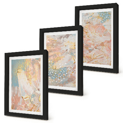 Composizione di 3 quadri Motivi astratti in colori pastello con texture