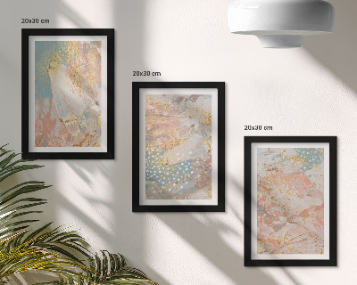 Composizione di 3 quadri Motivi astratti in colori pastello con texture