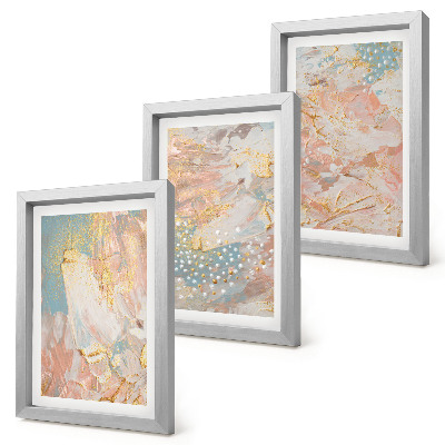 Composizione di 3 quadri Motivi astratti in colori pastello con texture