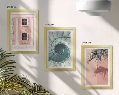 Trittico incorniciato Architettura dai toni pastello e motivi a spirale