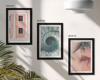 Trittico incorniciato Architettura dai toni pastello e motivi a spirale