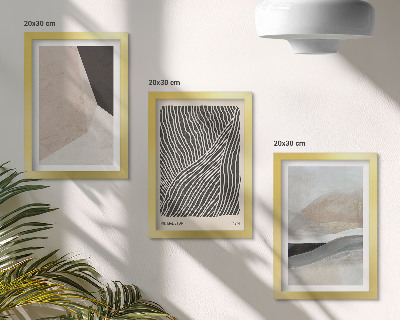 Composizione di 3 quadri Motivi astratti nelle tonalità del beige e del grigio