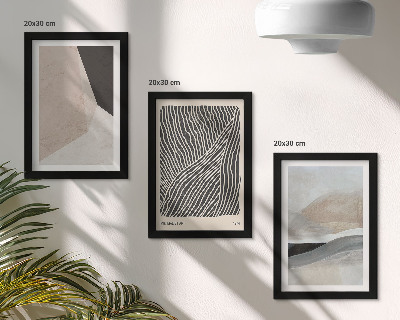 Composizione di 3 quadri Motivi astratti nelle tonalità del beige e del grigio