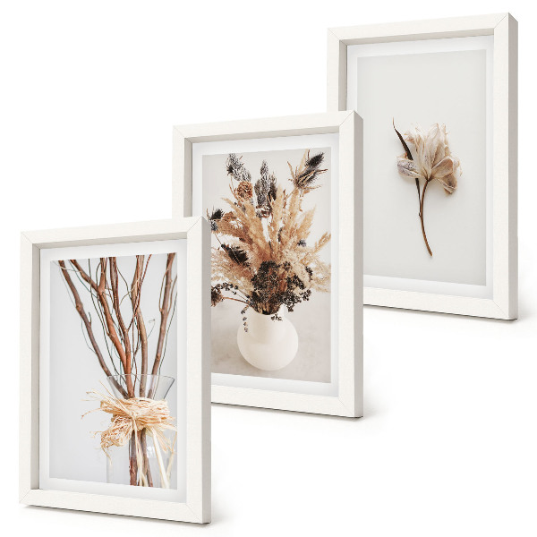Trittico incorniciato Fiori e rami in uno stile naturalistico minimalista