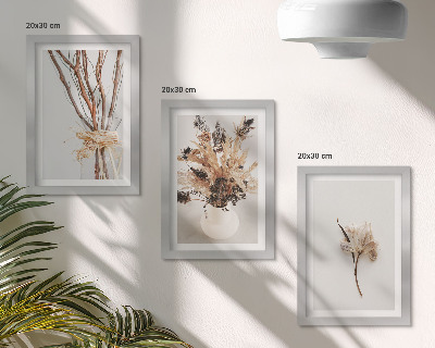 Trittico incorniciato Fiori e rami in uno stile naturalistico minimalista